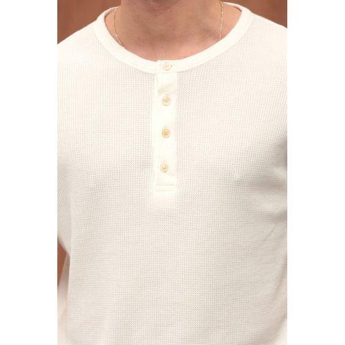 Roth Relaxed Fit Günlük Henley Yaka Waffle Kumaş Yazlık Kısa Kollu T-Shirt - Ekru