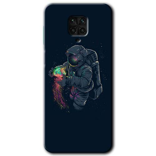 MRCİLETİSİM Xiaomi Redmi Note 9s Kılıf Baskılı Kapak - Astronot Kıyafeti + 5D Tam Kaplayan Cam