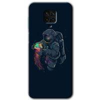 MRCİLETİSİM Xiaomi Redmi Note 9s Kılıf Baskılı Kapak - Astronot Kıyafeti + 5D Tam Kaplayan Cam