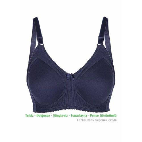Alışveriş Meydanı Kadın Lacivert Penye Pamuk Toparlayıcı Küçültücü Balensiz Sütyen