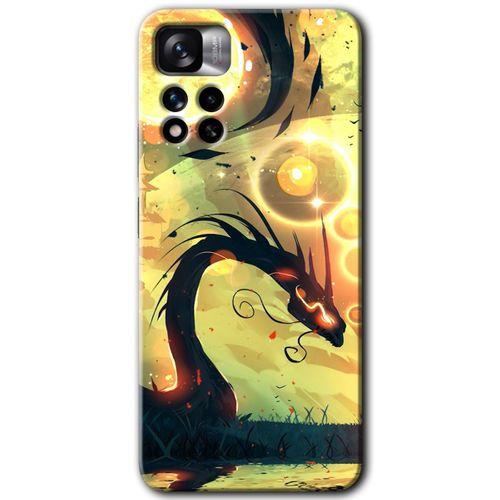 MRCİLETİSİM Xiaomi Redmi Note 11 Pro Plus 5G Kılıf HD Desen Baskılı Arka Kapak+Temperli Cam - Digital Dragon