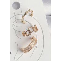 Pirinç Gold Renk Kare Model Zirkon Taşlı 3'Lü Model Kadın Kıkırdak Küpe
