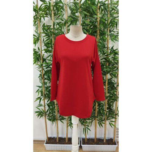 Kadın Uzun Kollu Yuvarlak Yaka Salaş Iki Iplik Bluz