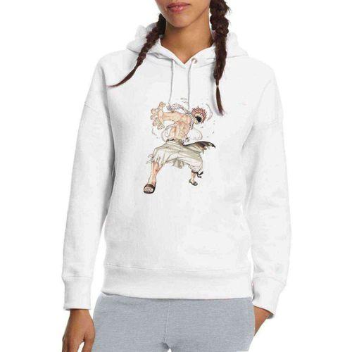 Anime Fairy Tail Glass Guild Emblem Baskılı Beyaz Kadın Kapşonlu Sweatshirt