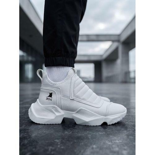 BA0401 Bağcıksız Rahat Kalın Taban Beyaz Erkek Spor Yarım Bilek Bot