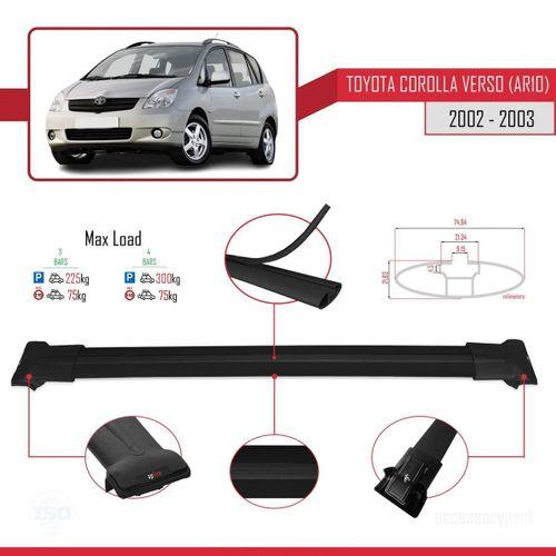 Toyota Corolla Verso (AR10) 2002-2003 Arası ile Uyumlu FLY Model Ara Atkı Tavan Barı SİYAH 3 ADET BAR