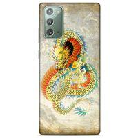 Samsung Galaxy Note 20 Kılıf Dragons (21) Koruyucu Kapak Ejderha Dövme Sarı