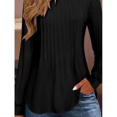 Kadın Uzun Kollu Yuvarlak Yaka Nervürlü Bluz