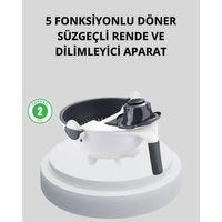5 Fonksiyonlu Döner Rende Süzgeçli Çok Amaçlı Sebze Doğrayıcı Kaymaz Tabanlı