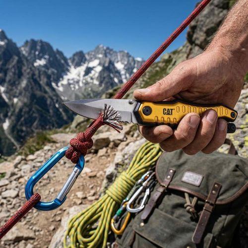 CAT DA980045 9 IN 1 Çok Fonksiyonlu Katlanabilir 27CM Paslanmaz Çelik Sarı Kamp Çakısı Bıçağı + Taşıma Kılıfı