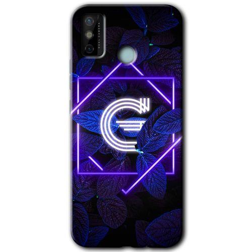 Tecno Spark 6 Go Kılıf HD Desen Baskılı Arka Kapak - Dark Neon Yaprak G Harfi + Kırılmaz Cam