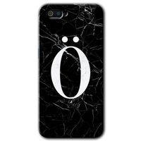 Potkal Hediye Fabrikası Realme C2 Kılıf HD Desen Baskılı Arka Kapak - Siyah Mermer Desenli Ö Harfi