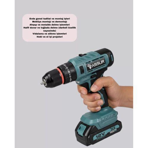 18 Parça Dijital Matkap Seti Çift Bataryalı