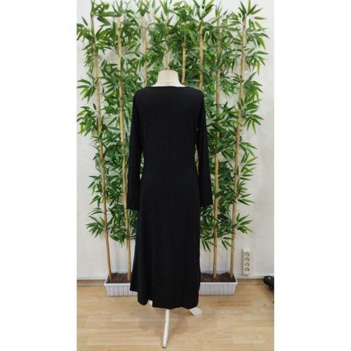 Kadın Uzun Kollu V Yakalı Blok Desenli Viskon Elbise