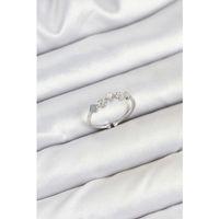 Pirinç Gümüş Renk Minimal Yonca Detaylı Kadın Yüzük