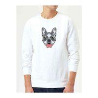 Dog Head Köpek Baskılı Beyaz Erkek Sweatshirt
