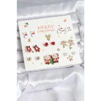 Yılbaşı Temalı Karışık Model 8 Çift Yılbaşı Temalı Kadın Küpe Seti