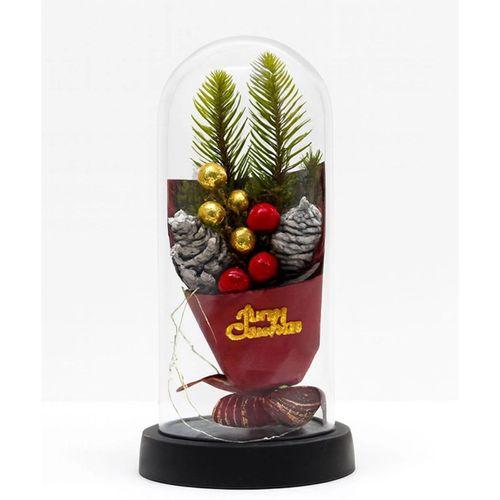 Yılbaşı Temalı Işıklı Dekoratif Cam Fanus - Model 3