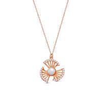 925 Ayar Rosegold Gümüş Zirkon Taşlı Inci Kolye