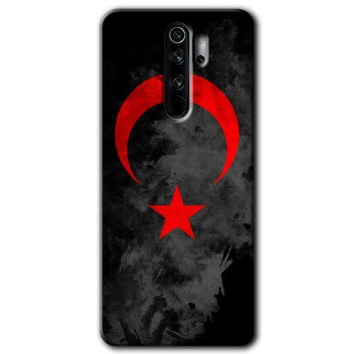 MRCİLETİSİM Xiaomi Redmi Note 8 Pro Kılıf Kapak - Black Ayyıldız +Hayalet Ekran Yandan Gözükmez
