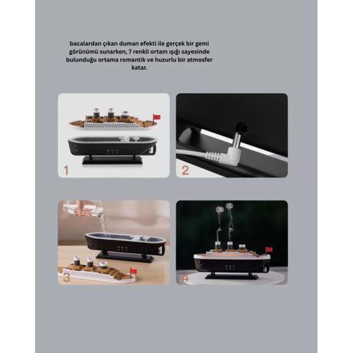 Dekoratif Gemi Modeli 7 Renk Işıklı Hava Nemlendirici Ve Oda Kokusu Difüzörü