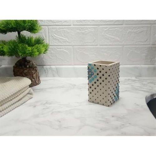 2 Adet Diş Fırçalık Ve Macunluk Puanlı Poliresin 6X6X10Cm 200Ml Banyo Seti