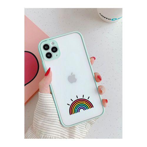 iPhone 11 Pro Max Su Yeşili Kamera Lens Korumalı Gökkuşağı Desenli Lüx Telefon Kılıfı