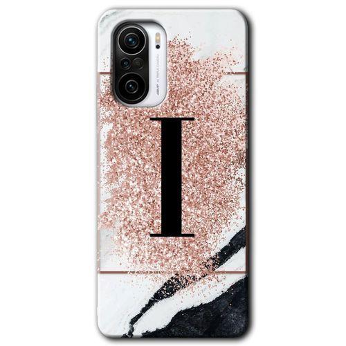 Xiaomi Redmi K40 Pro HD Baskılı Kılıf + 9D Tam Ekran Koruyucu - Pembe Mermer Desenli I Harfi