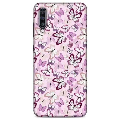 Samsung Galaxy A70s Kılıf Kelebek Etkisi (2) Kabı Mor Beyaz