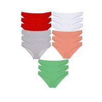 15 Adet Süper Eko Set Likralı Kadın Slip Külot Kırmızı Gri Beyaz Pudra Yeşil