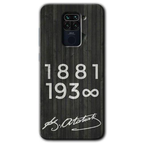 Redmi Note 9 Kılıf HD Desen Baskılı Arka Kapak - Atatürk Ahşap İmza