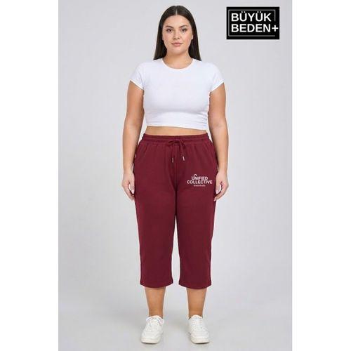 Kadın Büyük Beden Unified Collective Baskılı Beli Lastikli Bol Paça Kapri Şort 3XL-6XL SPR26BSRK591-10