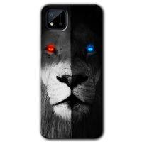 Realme C11 HD Baskılı Kılıf + 9D Tam Ekran Koruyucu - Fire and Ice Lion