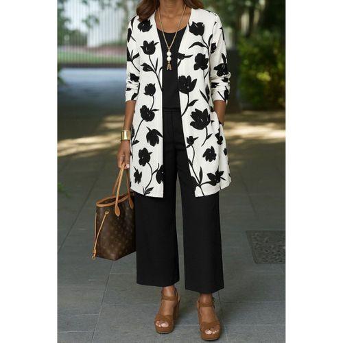 Kadın Uzun Kollu önü Açık Modal Ceket Kolsuz Viskon Iki Iplik Bluz Ve Pantolon üçlü Takım