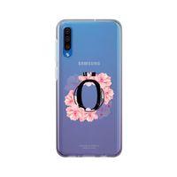 Samsung A30s Pembe Çiçek Desen Ö Harfli Şeffaf Kılıf