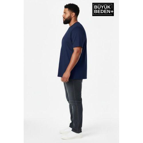 Büyük Beden Erkek Regular Kalıp Basic 3XL-6XL Bisiklet Yaka 3 lü Tişört Seti SPR26BTS510+3