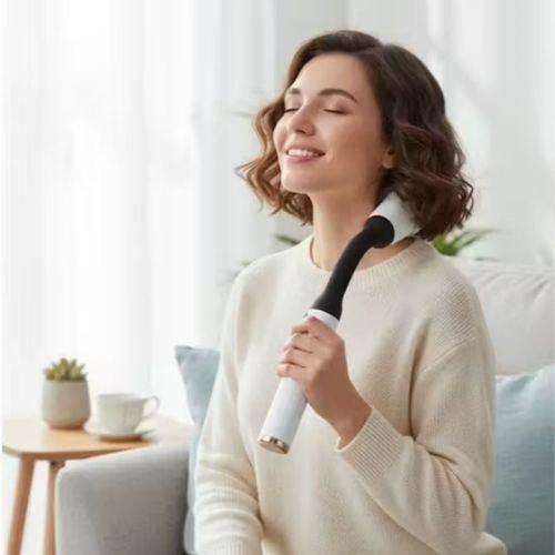 4 Farklı Başlıklı Uzun Saplı Derin Doku Masaj Tabancası, Boyun, Omuz ve Sırt için Ergonomik Saplı Çoklu Masaj Modlu Taşınabilir Masaj Aleti