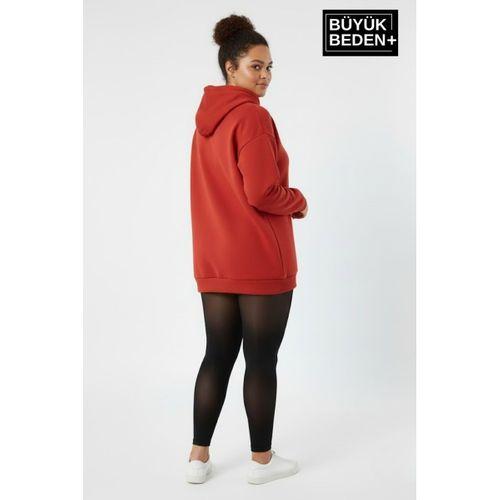 Kadın Büyük Beden Kapşonlu Rahat Kalıp Hoodie – Milano Italia Baskılı Sweatshırt SPR26BSWK967