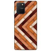 Samsung Galaxy S10 Lite Kılıf Patchwork (40) Fit Silikon Kılıf Kahverengi Beyaz