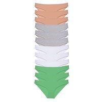 12 Adet Süper Eko Set Likralı Kadın Slip Külot Ten Gri Beyaz Yeşil