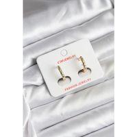 14K Gold Renk Kaplama Zirkon Taşlı Halka Model CM Kadın Küpe