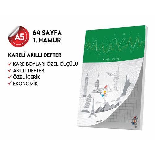 Kareli Not Defteri 64 Sayfa Akıllı Defter Tekli A5 Tam Beyaz Tekli