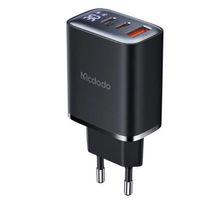 Mcdodo Ch-2180 30w 2 Type-c 1 Usb-a Girişli Digital Göstergeli Hızlı Şarj Aleti- Siyah