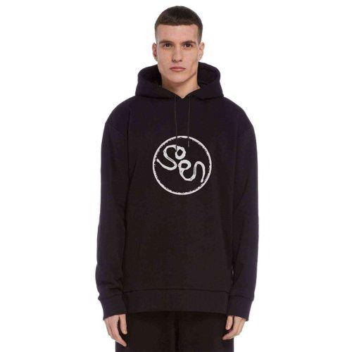 LOGOvid Baskılı Siyah Erkek Kapşonlu Sweatshirt