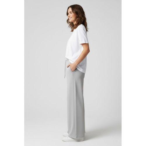 Kadın Yumuşak Hafif Nefes Alabilen Kumaş Geniş Paça Pantolon – Rahat Kalıp – Yüksek Bel – Grey