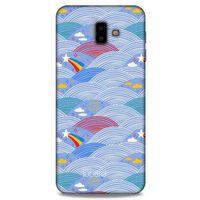 Samsung Galaxy J6 Plus Kılıf Pastel Renkler (2) Kabı Mor Beyaz