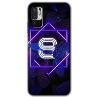 Poco M3 Pro Kılıf HD Desen Baskılı Arka Kapak - Dark Neon Yaprak S Harfi