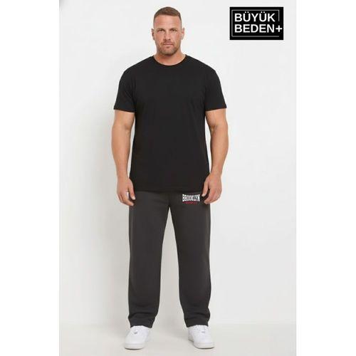 Erkek Büyük Beden BROOKLYN 1970 Baskılı Paça Reçme İnce Eşofman Altı SPR26EA952-3