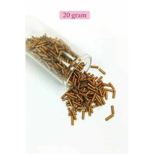 Uzun Boru Kesme Boncuk Çap 2mm Uzunluk 10 mm - 20 Gram - Koyu Altın - BNC226