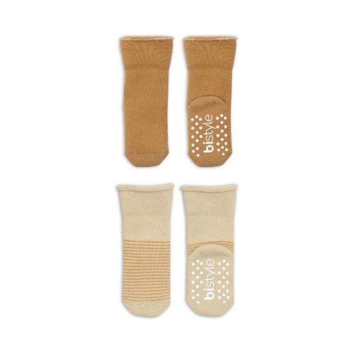 Bistyle Çemberli Kaymaz Havlu Soket Çorap 2'Li BS10503 Bej-Hardal